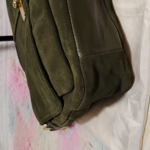 FIRM PRICE! RARE! Coach Olive Green Suede Collection Shoulder Bag/Dust Bag - Picture 8 of 16